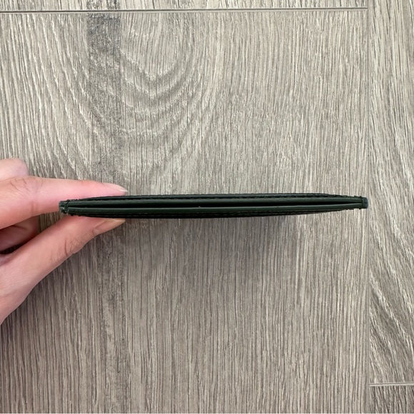 🆕 Authentic YSL Unisex Dark Green Pebbled Leather Credit Card Holder Wallet - Picture 10 of 11